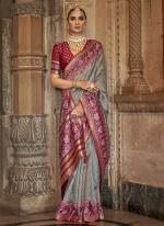 Banarasi Silk Grey Party Wear Weaving Saree